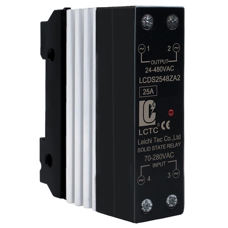LCLCTC AC to AC Relay Solid State Relay Din Rail (Input70-280V AC Output 24-480V AC) with Radiator, 25A(AC to AC 25A) - Image 1